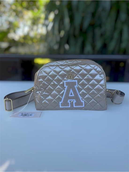 Oliver Thomas Other - Oliver Thomas Quilted Metallic Gold Crossbody with 'A' Patch